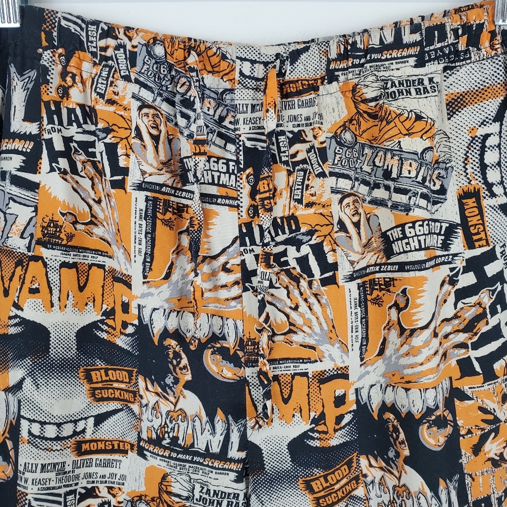Vintage Zombie Horror Movie Night Pajamas PJ Bottoms Pants Medium Unisex Cotton - Picture 5 of 9
